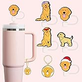 Golden Retriever Straw Topper, 10mm (0.4in) Cute Dog Straw Covers for Stanley Cup - Golden Retriever Accessories, Stuff, Things, Gifts for Women, Kids, Girls
