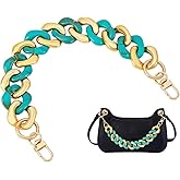 PH PandaHall 11.8 inch Short Bag Chain Strap, Turquoise & Golden Linking Ring Purse Handle Acrylic Handbag Straps Bag Charm Chain Purse Extender with Golden Buckles for Summer Purse Tote Underarm Bags