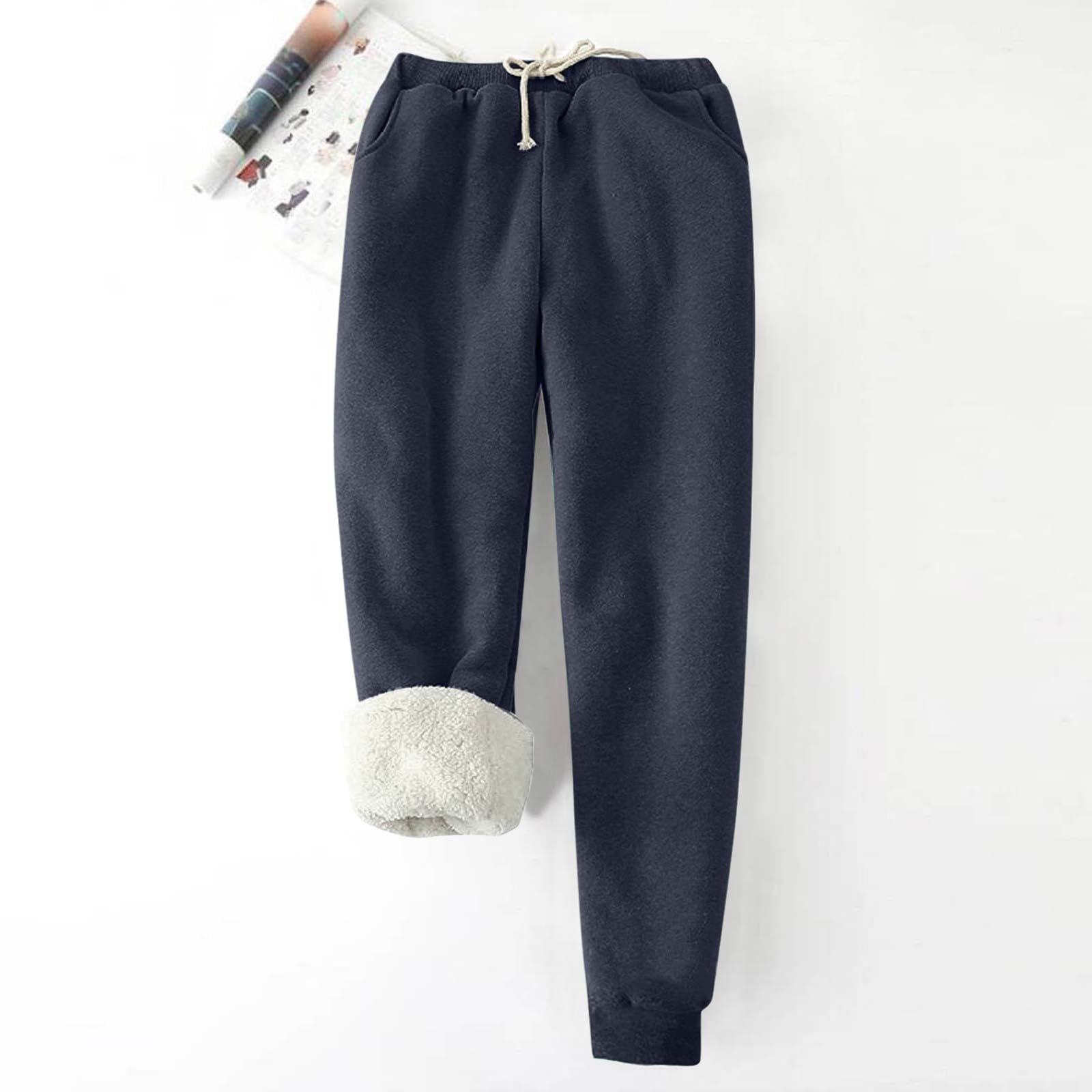 LQOYVVS My Placed Recently by Me Navy Sweat Pants for Womens,Fleece Lined Leggings Women,Womens Winter Pants,Fleece Joggers for Womens,Plus Size Warm Winter Sherpa Lined Sweatpants