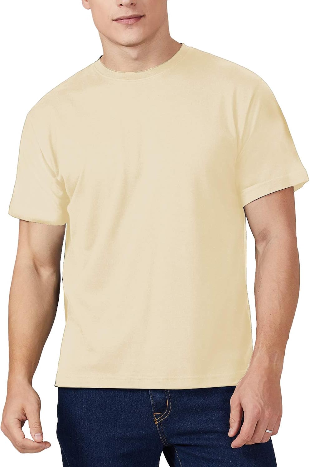 QUALFORT Men's Bamboo T-Shirts Crewneck Undershirt at  Men’s Clothing store