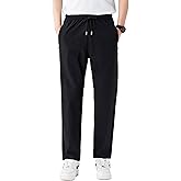 AbleTree Stretch Casual Pants for Short Men 27-28 Inch Inseam Ripstop Athletic Cool Touch Straight Fit Joggers Zip Pockets