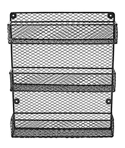 Southern Homewares SH-10208 Wall Mount Spice Kitchen Storage Shelf Holder 3 Tier Includes 2 Racks, Black