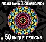 Black Background Pocket Mandala Coloring Book: 50 Unique Designs by