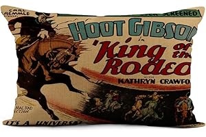 Feiiiemi Throw Pillow Cover 12x20 Inch Bathroom Western King of The Rodeo Vintage Horse Bucking Home Decor Pillowcase Lumbar 