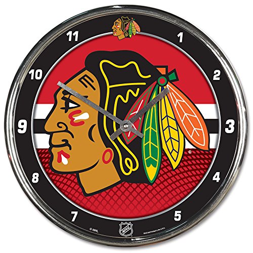 NHL Chicago Blackhawks Chrome Clock, 12" x 12"