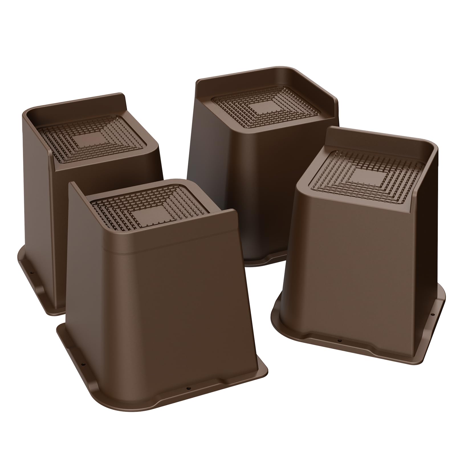 Photo 1 of MXMZHXU Bed Risers 2 inch, 3 inch, 4 inch, 6 inch or 8 inch Heavy Duty Furniture Risers, Up to 6000 Lbs L Shaped Design Bed Lifts Blocks for Couch Desk Sofa Table (Dark Brown 4 Pack, 6 Inch)