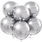 Adoinby 18 Inch Metallic Silver Balloons - 35pcs Large Thick Chrome Silver Balloons for Birthday, Baby Shower, Wedding, Graduation, Summer Themed Party Decorations
