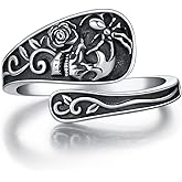 MEDWISE Spoon Ring 925 Sterling Silver Skull Ring Vintage Antique Spoon Rings Adjustable Thumb Rings for Women Christmas Gifts 2025