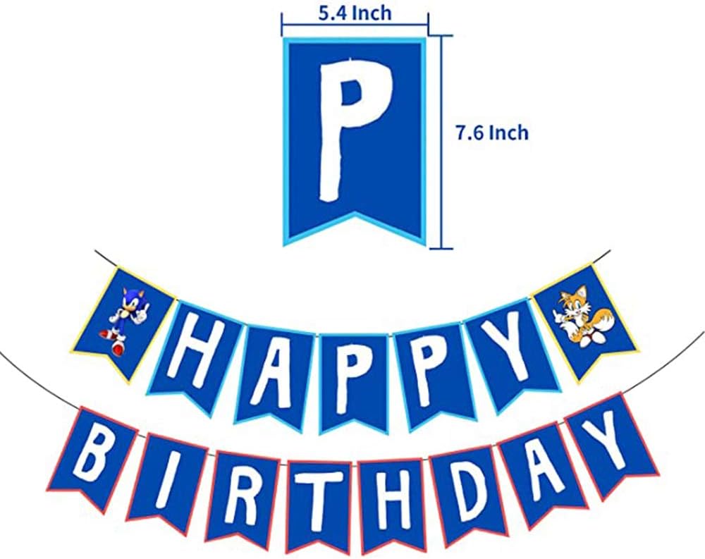 Napravi Rs Decorations Et Accessoires De Fetes Fournitures De Loisirs Creatifs Decoration Ensemble De Drapeaux Joyeux Anniversaire De Dessins Animes Sonic Pour Enfants Avec Drapeau Et Decorations De Maison Pour Fetes Assortiment De