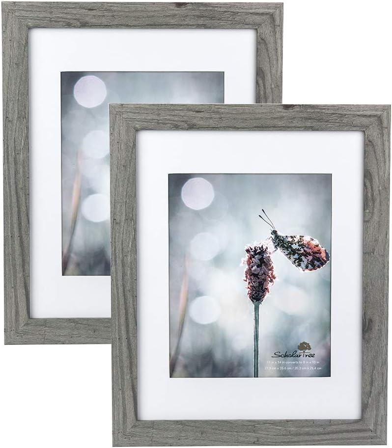 Photo Albums, Frames & Accessories - Scholartree Grey 11x14 Picture Frame set of 2,Display 11x14 without Mat or 8x10 with Mat,Wall Gallery Photo Frames