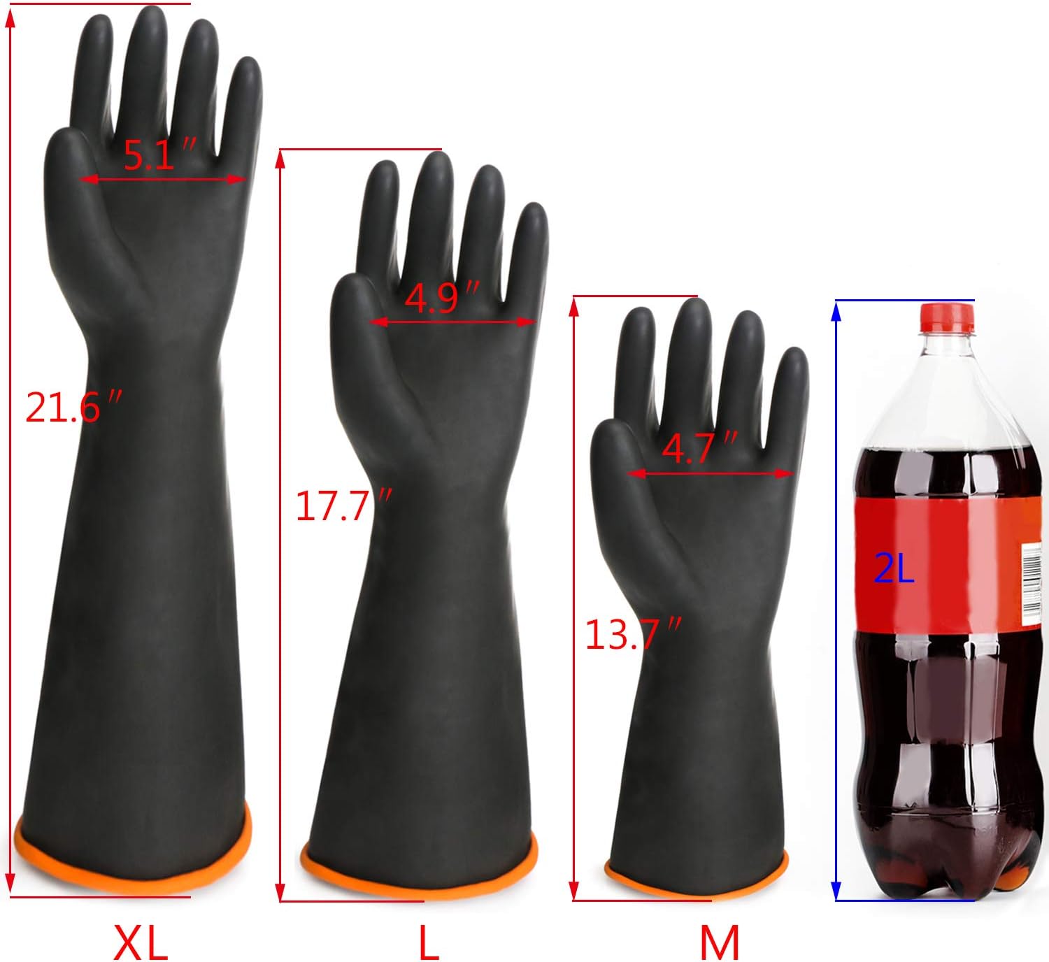 Chemical Gloves, 3 Pairs EnPoint 13.7 Inches Heavy Duty Latex Gloves Resist Strong Acid Alkali and Oil Proof Gloves for Chemical Industry Working: Clothing