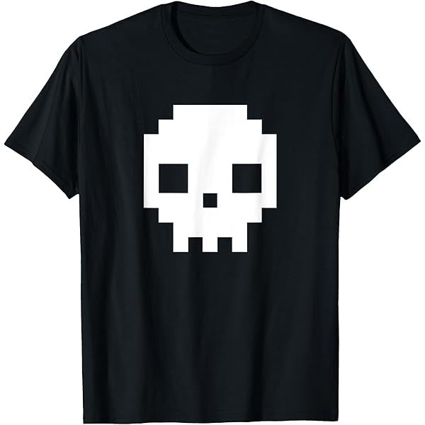 Amazon.com: 8 Bit White Pixel Skull T-Shirt : Clothing, Shoes