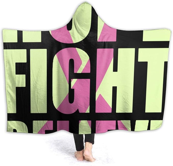 Cancer Hope Fight Believe Blanket Mens Hooded Blanket