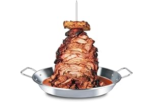 DOLAMOTY Vertical Skewer, Big Size Stainless Steel Al Pastor Skewer for Grill, Brazilian Vertical Spit Stand with 3 Removable Spikes(8"/10"/12"), for Tacos Al Pastor, Shawarma Kebabs Smoker Oven