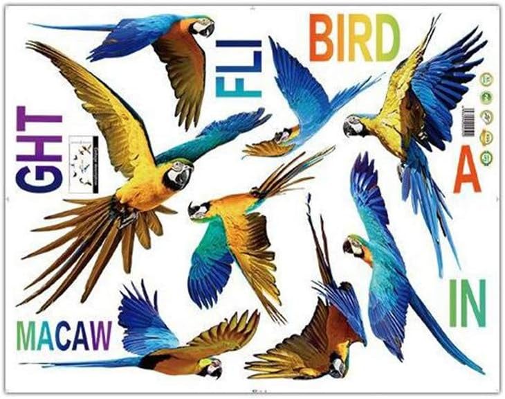 ARAYACY Parrot Wall Stickers/Children's Room Bedroom Green PVC Self-Adhesive Paper