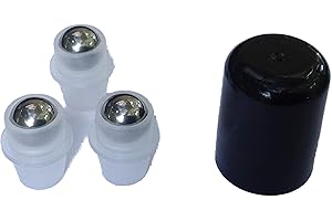 HS HEALTHY SOLUTIONS GLASSWARE 12 Stainless Steel Roller Ball Roll On Inserts for Essential Oil Bottles 5ml and 15ml Amber doTERRA and Young Living Bottles
