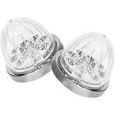 2PCS Watermelon Lights, Red to Purple Dual Revolution LED Marker Lights | 17LED Clear Lens Stainless Steel Bezel IP67 Waterproof Stop Turn Auxiliary Lights for Freightliner Kenworth Peterbilt Trailer