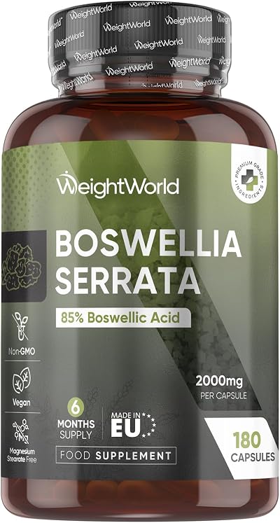 WeightWorld Frankincense Capsules 2000 mg Boswellia 85% Boswellic Acids 180