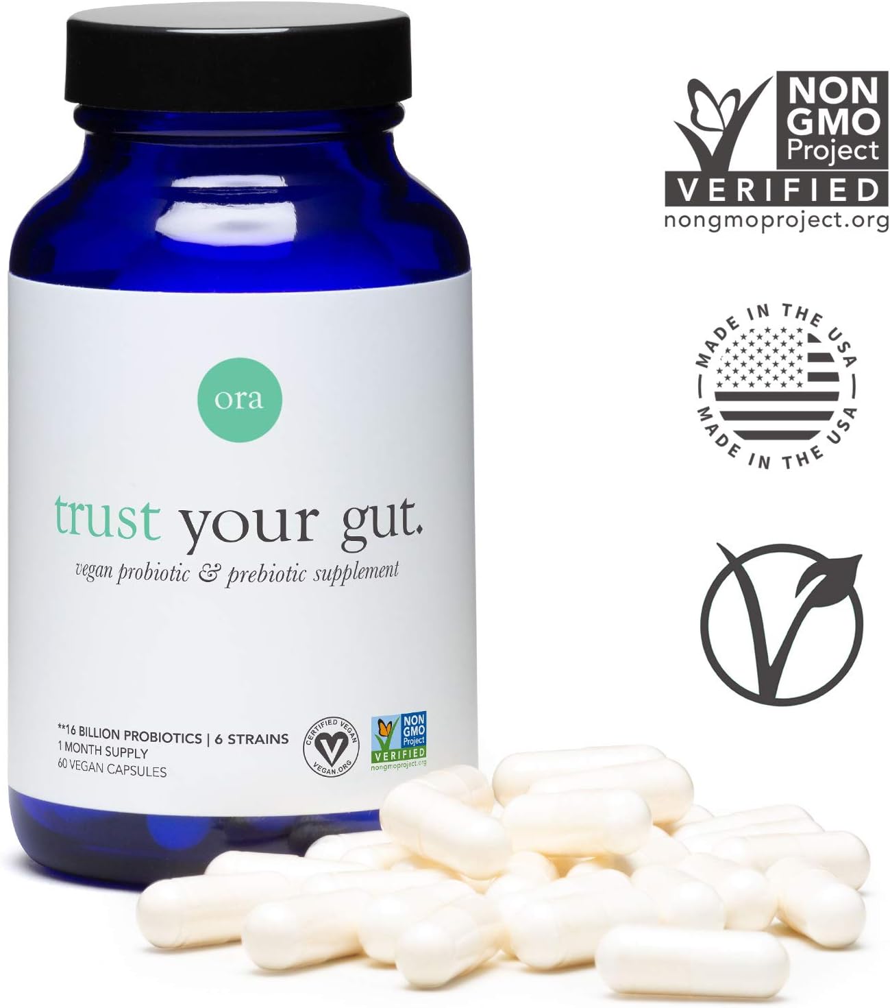 Ora Organic Probiotics with Prebiotics Vegan Probiotic Made in 1