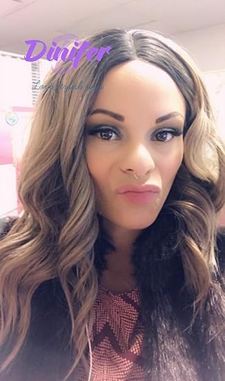 Amazon Com Dinifer Ash Blonde Lace Front Wig Ombre With Dark