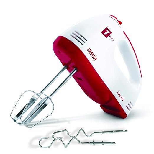 Inalsa Hand Mixer Easy Mix | Powerful 250 Watt Motor | Variable 7 Speed Control | 1 Year
