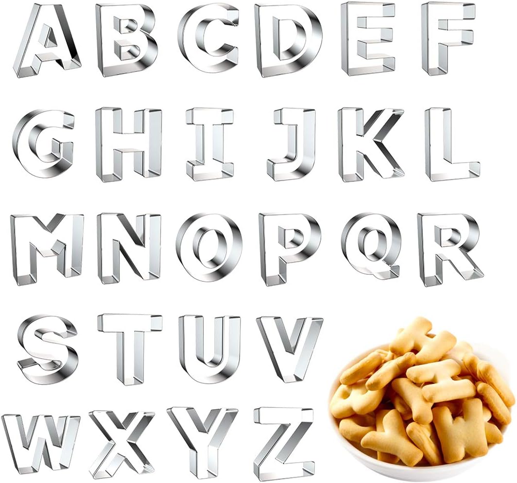Alphabet Letter Cookie Cutters, 26 Pcs Stainless Steel