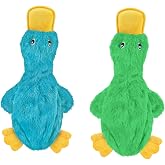 Best Pet Supplies 2-in-1 Stuffless Squeaky Dog Toy - 2 Crinkle Ducks, Large | No-Stuffing, 2 built-in squeakers, No Mess, Soft, Holds a Plastic Bottle for Added play, Perfect for Moderate chewers