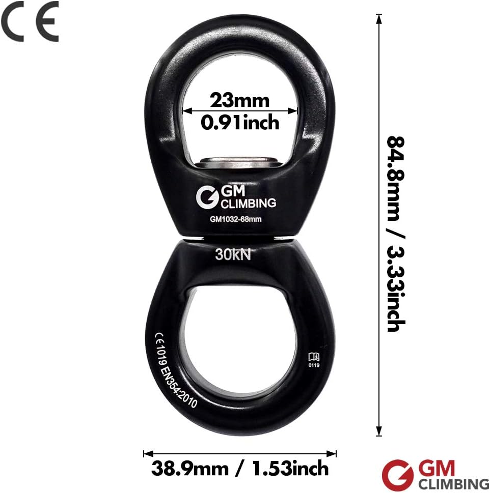 GM CLIMBING 30kN Micro Rotator Climbing Rope Swivel Device Spinner 6700lb Breaking Strength for Rock Climbing Arborist Backyard Swing Aerial Dance Dog Leash Connector CE Certified : Sports & Outdoors