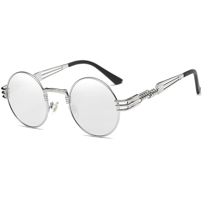 Dollger John Lennon Runde Metalle Rahmen Sonnenbrille Klassiker Steampunk Stil