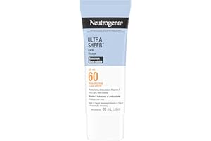 Neutrogena Ultra Sheer Face Sunscreen SPF 60, non-greasy, lightweight, 88 mL