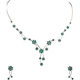 Faship Gorgeous Rhinestone Crystal Floral Necklace Earrings Set
