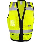Fierce Safety SU300G Surveyors Class 2 Green Reflective Vest with Tablet Pockets | Meets ANSI/ISEA Standards