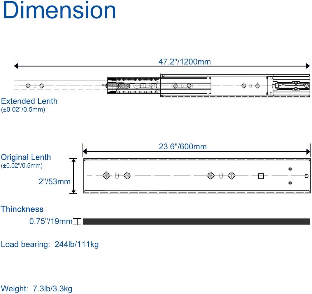 Vadaniavk2053 Soft Close Heavy Duty Drawer Runners 700mm Ball Bearing | INDIA