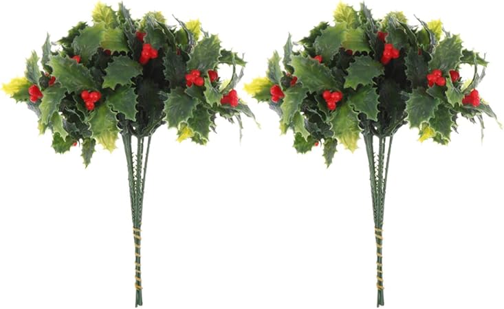 Immagini Di Fiori Di Natale.Holibanna 12pcs Cespuglio Di Natale Artificiale Foglie E Bacche Di Agrifoglio Artificiale Fiori Di Natale Foglie Per Decorazioni Natalizie Bouquet Da Giardinaggio Decorazioni Per La Casa Amazon It Casa E Cucina