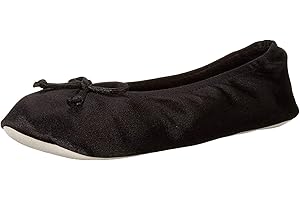 Isotoner Women's Satin Ballerina Slippers, Black, Large