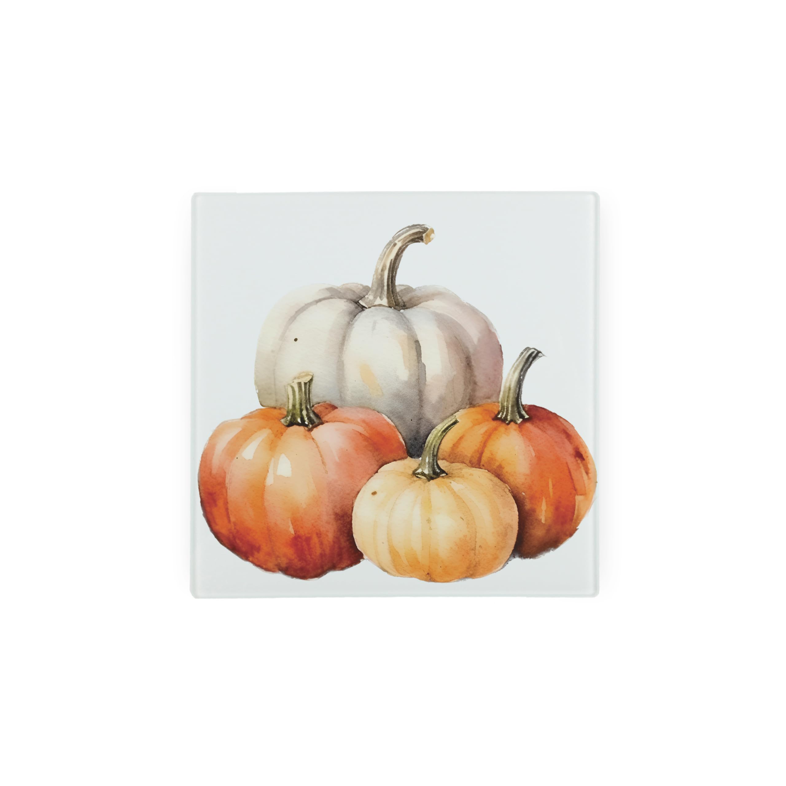 Autumn Pumpkins Glass Hot Pot Stand - Autumnal Gift Trivet - Kitchen Chopping/Cutting Board Worktop Protector with Non-Slip Feet 20cm x 20cm (8" x 8")