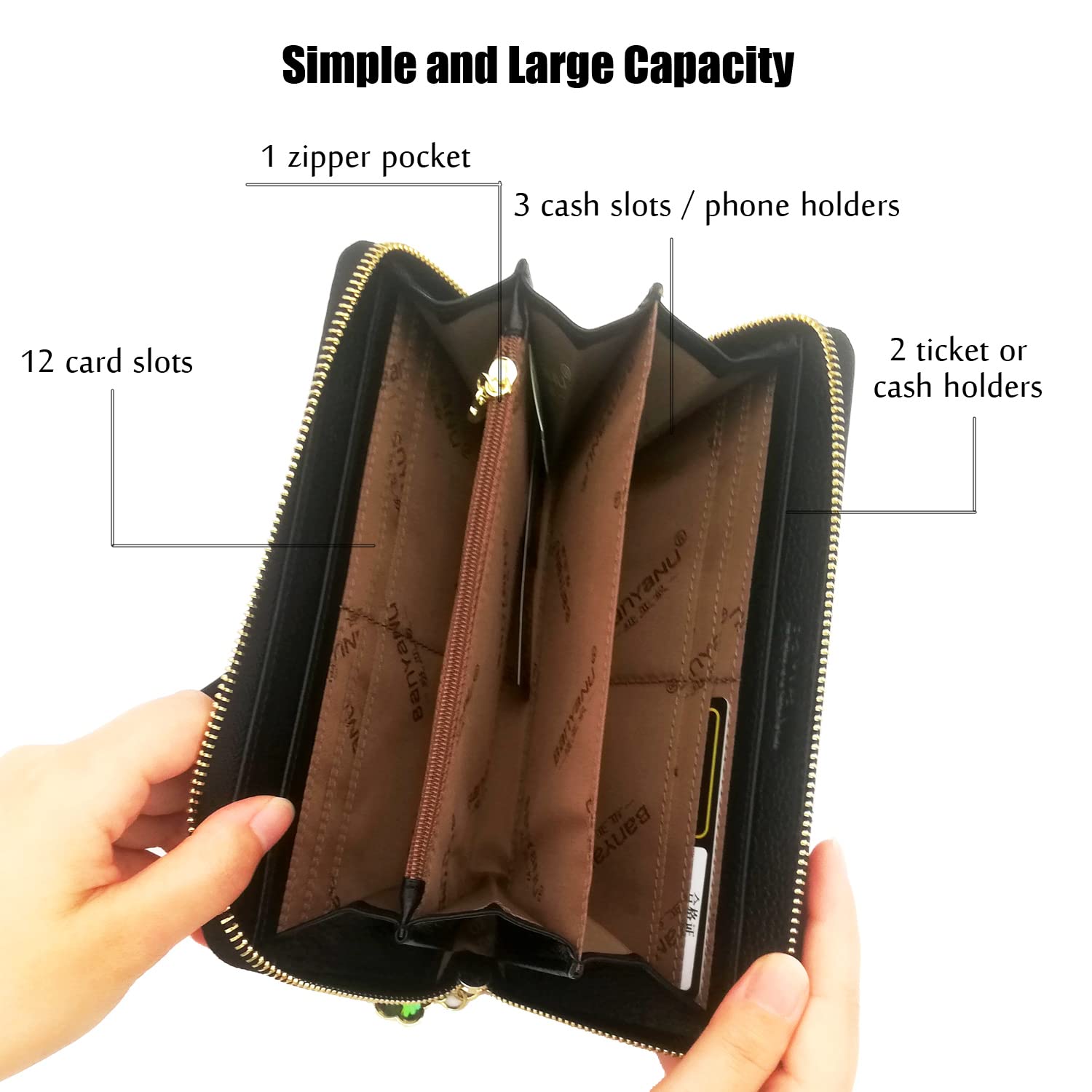 Women\'s Wallet Genuine Leather, RFID Blocking Large Capacity Female Purse, Lady\'s Zipper Money Cards Holder with Wristlet, Birthday Gift (Retro Aesthetics)