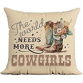 uinwk Retro Western Pillow Covers 18x18,Cowgirl Boot Pillow Covers,Western Bedroom Decor,Cowgirl Room Decor for Bedroom Room Sofa