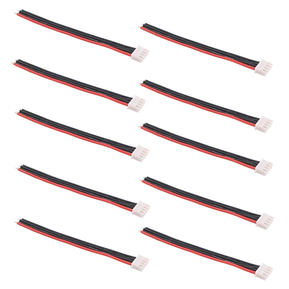 OliRC 10pcs 4" / 10cm JST-XH 3S Balance Plug Connector Adapter Lead Wire 22awg Silicone Cable for RC Lipo Battery Charger(C123-10)