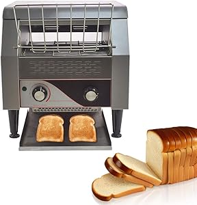 Commercial Conveyor Toaster, 300PCS/Hour 2200W 110V Bulit with Heavy Duty Stainless Steel Toaster for Restaurant Equipment For Bread Bagel Breakfast Food