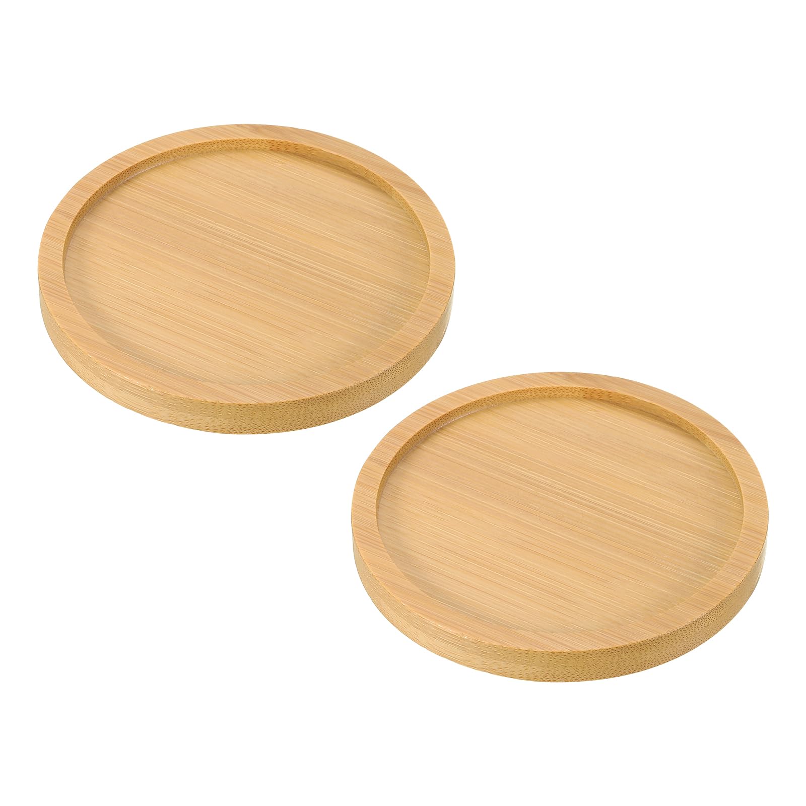 PATIKIL Bamboo Wood Saucer, 2 Pack 3.5 Inch Round Wooden Plant Drainage Tray Bonsai Plants Saucer Succulent Pot for Home Balcony