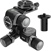 NEEWER 3 Way Geared Tripod Head with 360&deg; Panoramic Arca QR Plate, TH15 | Millimeter Micro Adjustment, Aluminum Alloy, 3 Axis Pan Tilt Head, Quick Switch Large &amp; Fine Dual Modes, Max Load 13.2lb/6kg