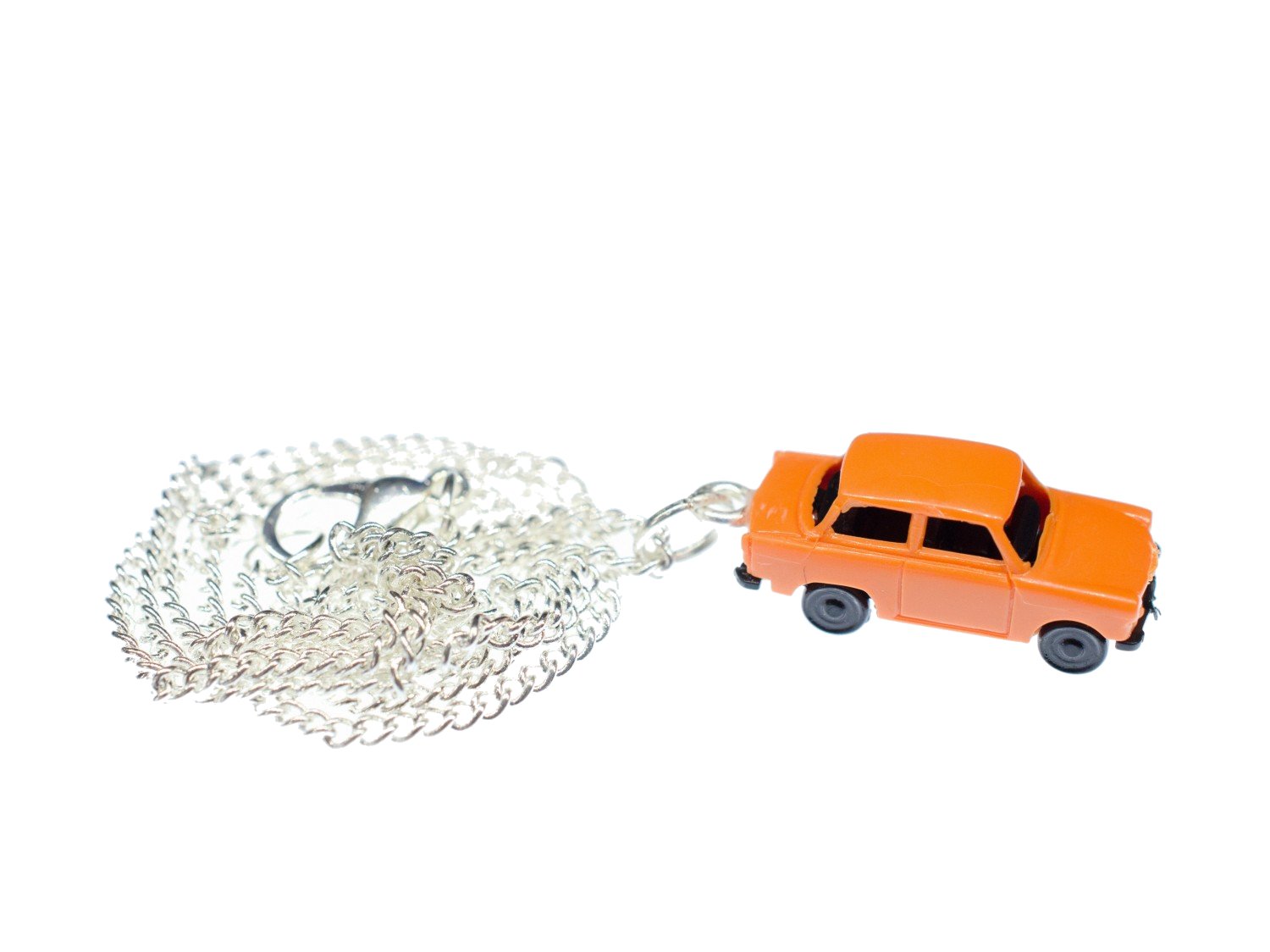 Miniblings Trabi Necklace Trabant GDR DDR Vintage Retro Car Silver Plated Orange