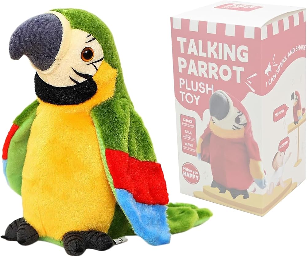 iEasey Talking Parrot Toy Mimicry Plush Educational Interactive Stuffed Bird