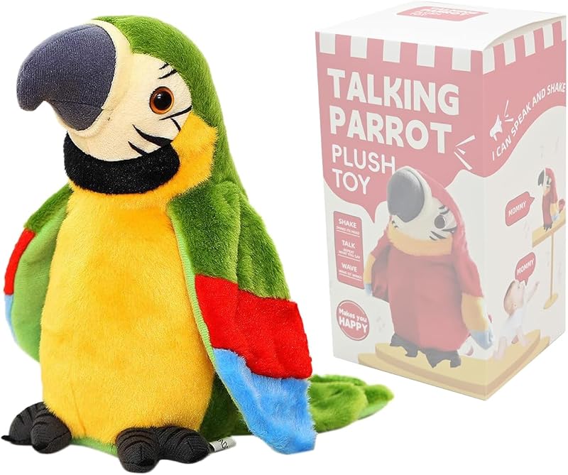 iEasey Talking Parrot Toy Mimicry Plush Educational Interactive Stuffed Bird