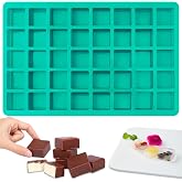 Sakolla Square Chocolate Mold, 40 Cavities Silicone Cube Mold for Chocolate, Candy, Caramel, Ice Cubes, Ganache, Gummy