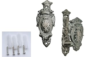SZCO Fleur Shield Sword Hanger Wall Mount – 3” Expandable Display Hooks for Swords & Guns– Set of 2 Decorative Antique-Style Wall Stand, Katana Wall Mount, Gun Rack with Mounting Hardware