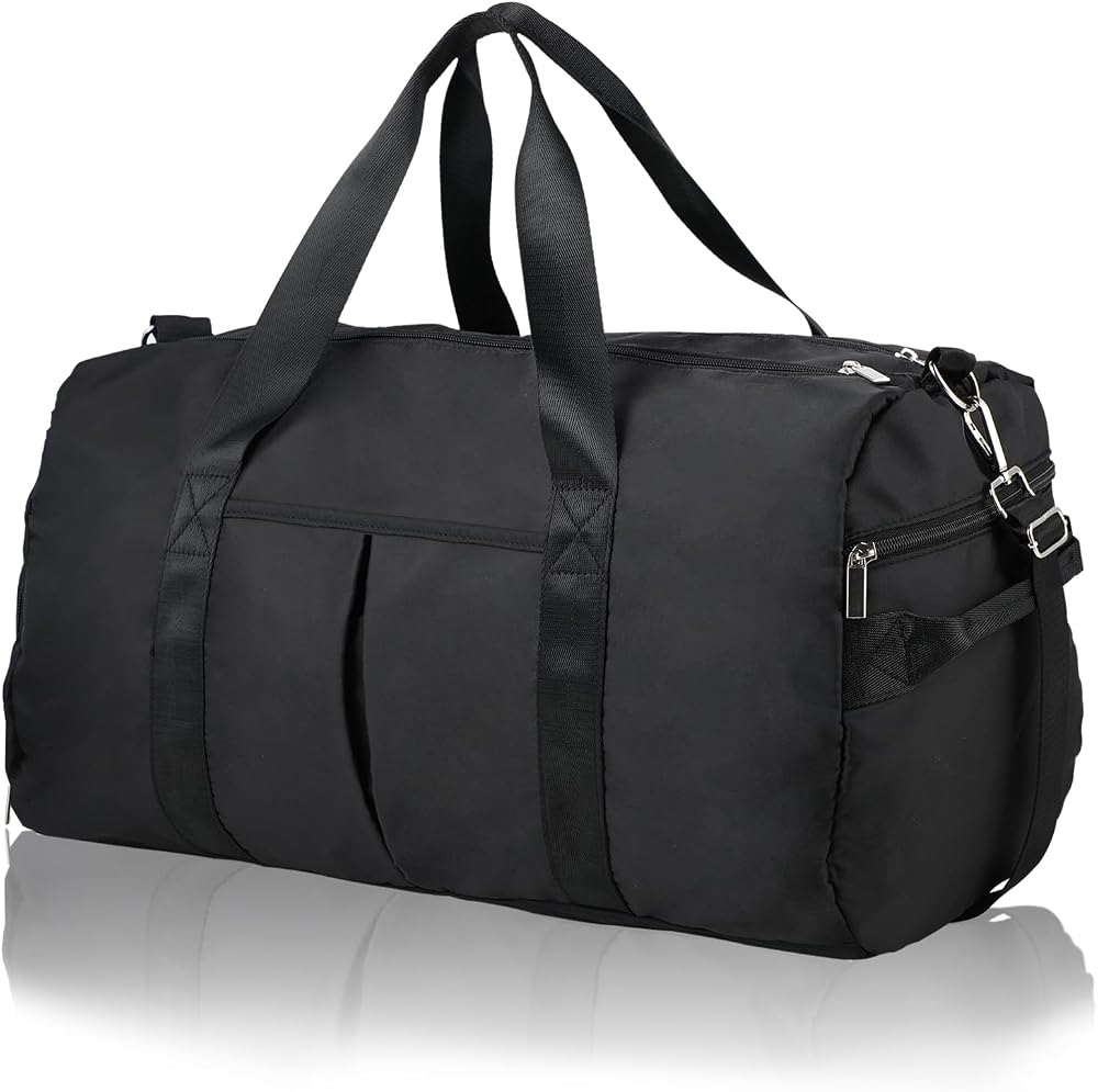 DAYGOS Gym Duffle Bag 40L Waterproof Wet Pocket Shoes Compartment Black