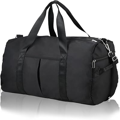 DAYGOS Gym Duffle Bag 40L Waterproof Wet Pocket Shoes Compartment Black