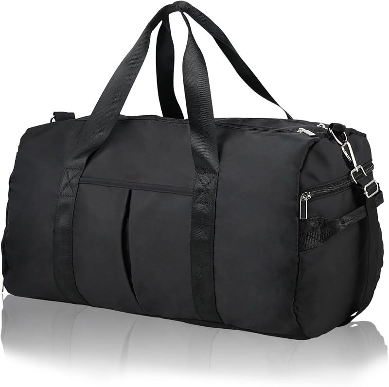 DAYGOS Gym Duffle Bag 40L Waterproof Wet Pocket Shoes Compartment Black